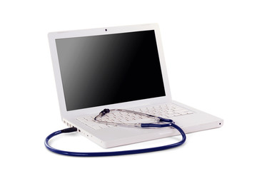 Stethoscope and laptop computer