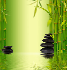 Bamboo spa background with water surface