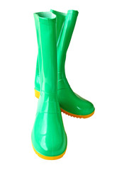 Two green gumboots