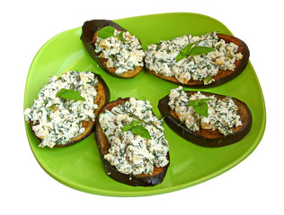 Baked egg-plants with curd