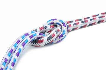 A rope with a knot on white