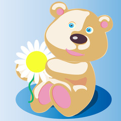 Petit ours en peluche avec fleur