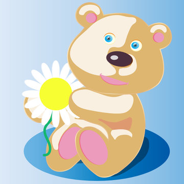Little teddy bear with flower
