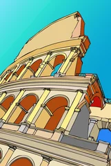 Photo sur Plexiglas Doodle Ville de Rome - Le Colisée - Italie