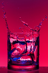 Close up view of the splash in water