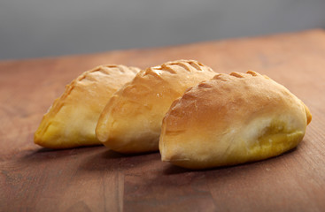 pierogi .Home cake with jam against