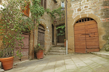 yard in borgo Pitigliano, Tuscany, Italy, Europe