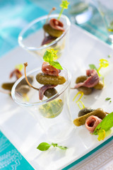 appetizers on cocktail sticks