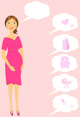 dream pregnant woman with set baby objects