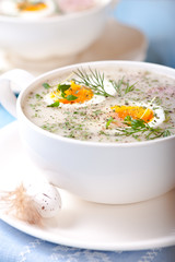 Borscht with Eggs and Dill for Easter. Polish Cuisine