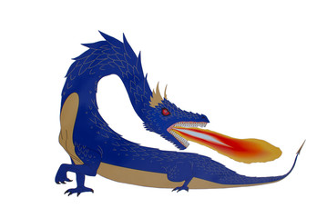 Painted blue flaming dragon