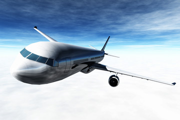 Fototapeta na wymiar Airplane Flying 3D render