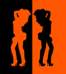 black silhouette of beautiful sexy girls
