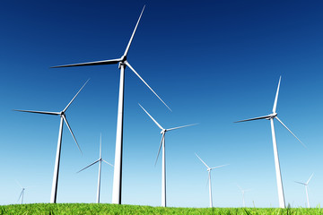 Windfarm in Field 3D render