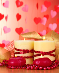 Beautiful candles with romantic decor