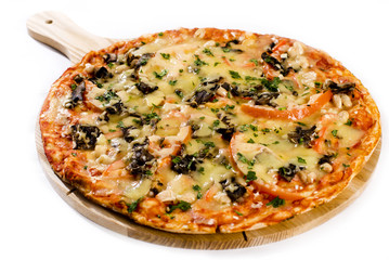 Tasty pizza on a tray