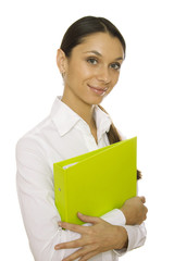 Obraz premium Businesswoman holding folder