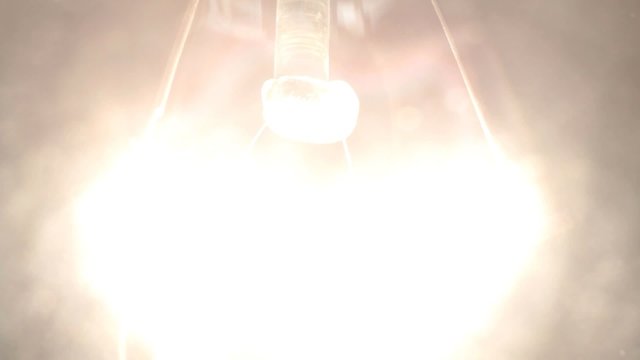 Light bulb blinks macro shot