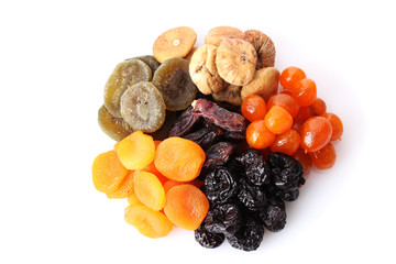 Dried fruits isolated on white