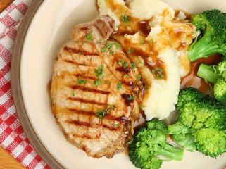 Pork Loin Steak with Vegetables and Gravy