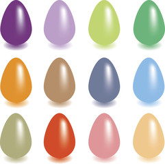 Set of 12 colors Easter eggs.