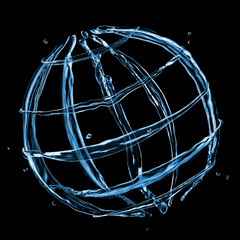 Fototapeta na wymiar abstract globe from water splashes isolated on black