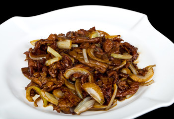Beef with onion sauce