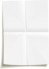 White bent empty paper, folded two times