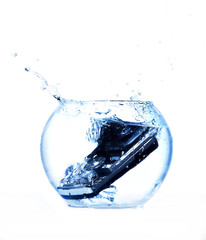 Mobile phone in aquarium