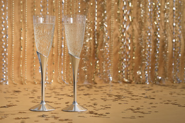 Two Silver Champagne Flutes