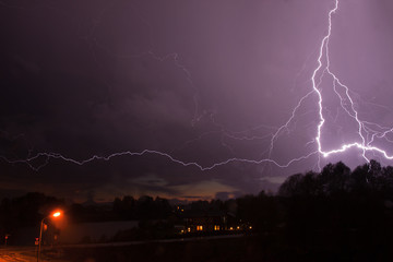 Naklejka premium Storm with lightning