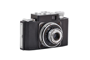 Old vintage camera, isolated on white background