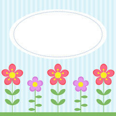 Background with flowers and white frame