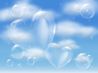 bubble hearts in sky