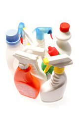 Plastic cleaning bottles