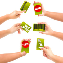hand holding card with discount.