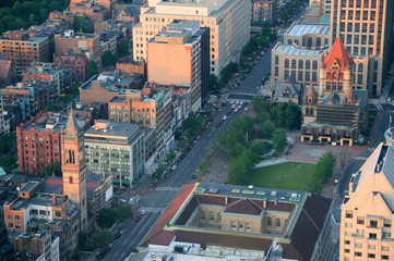 Fototapeta na wymiar Boston ulica widok z lotu ptaka