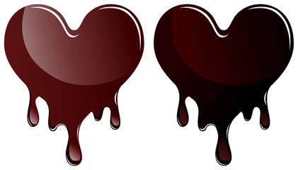 Vector chocolate hearts are isolated on a white background