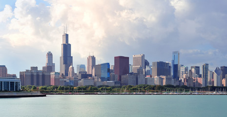 Chicago skyline over Lake Michigan