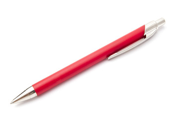 Red ballpoint pen isolated on white 