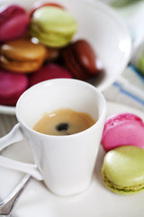 Espresso and french macaroons