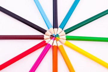Fototapeta premium Color pencils on white isolated background