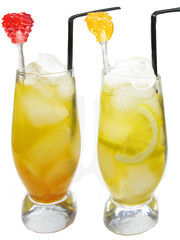 fruit cold juice drinks with lemon