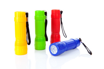 Four colorful flashlights