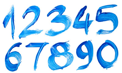 Blue hand-written number