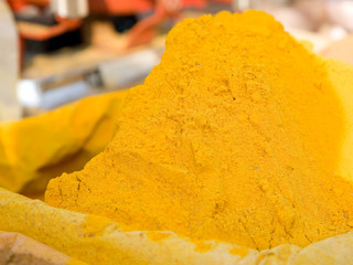 Turmeric powder spice pile