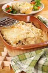 Potato gratin with mushrooms