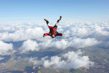 Skydiver flies head down