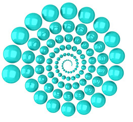 Spiral made of  blue balls 3d