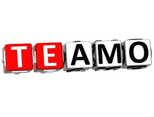 3D Love You Crossword on white background